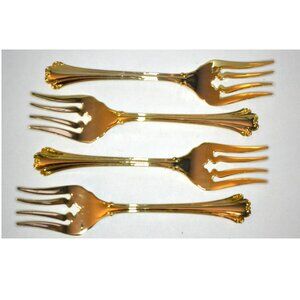 Set Of 4 Elegant Gold-Tone Dinner Forks FB Rogers Flatware Table Setting